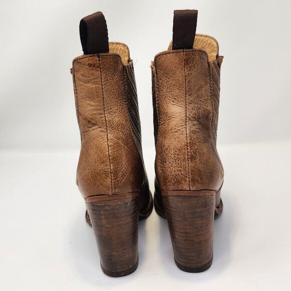 Bed Stu Insight Brown Distressed Leather Ankle Boot Women Size 8.5 Block Heel - Picture 8 of 11